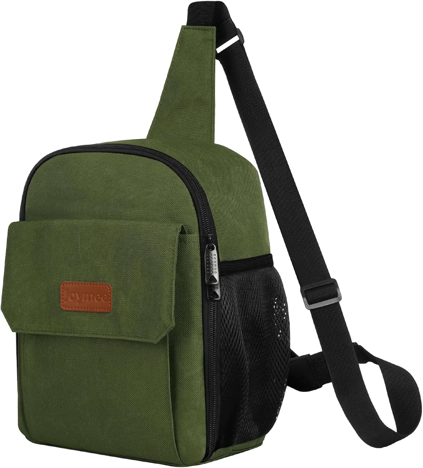 Joymee Sling Lunch Box Lunch Bag for Women Men Adult Portable Leakproof Reusable Insulated-Crossbody Lunchbox small Cooler with Shoulder Strap Side Pockets Front Pocket for Work Travel - Olive Green