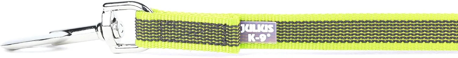Julius-K9 Color & Gray Super-Grip Leash with Handle and O-Ring, 20 mm x 1.2 m, Neon-Gray, 110 g