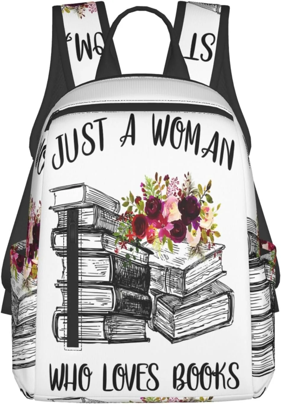 Just A Women Who Loves Books Travel Laptop Backpack Casual Backpacks Double Shoulder Daypack Notebook Rucksack Work Bags Sports Bag for Gym Hiking Camping Beach