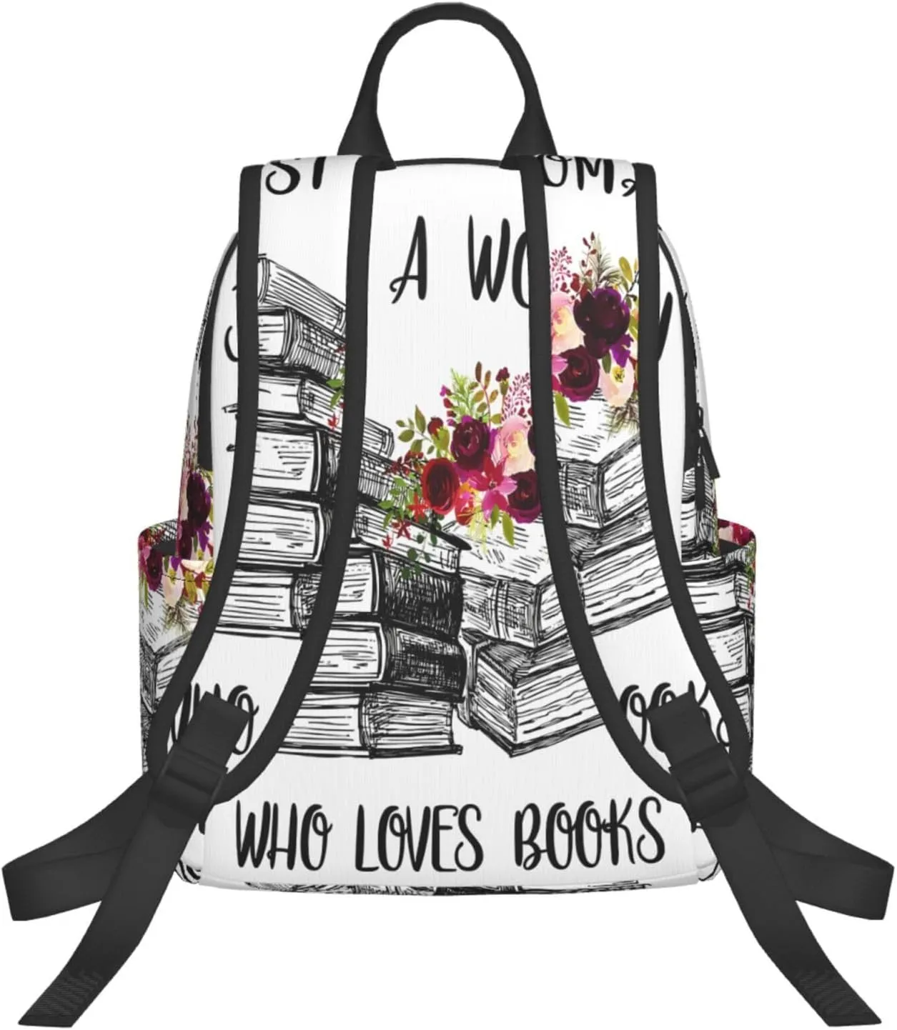 Just A Women Who Loves Books Travel Laptop Backpack Casual Backpacks Double Shoulder Daypack Notebook Rucksack Work Bags Sports Bag for Gym Hiking Camping Beach