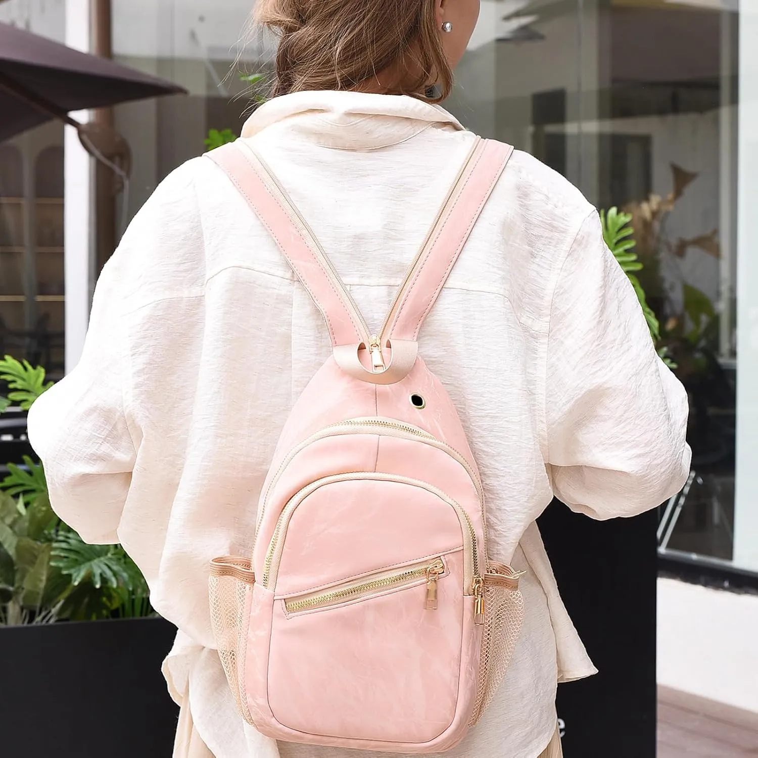 KAHHZA Convertible Sling Bag Crossbody Backpack For Women Small Chest Bag Purse Water Resist Shoulder Bag For Travel Hiking