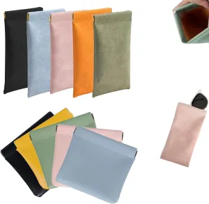 KJMYYXGS 10 pcs Personalized Snap Closure Leather Organizer Pouch for Purse Portable Jolly Wish Pouches Small No Zipper Self-Closing Lambskin Pocket Cosmetic Bag for Women