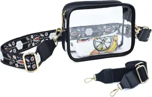 KlaOYer PVC Clear Crossbody Bags, Stadium Approved Transparent Shoulder Bag Handbag Small Square Phone Bag Zipper Purse