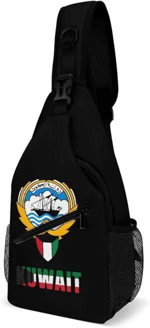 Kuwait Flag Kuwaiti National Emblem Casual Sling Bag Backpack Travel Shoulder Chest Crossbody Bags Adjustable Daypack Unisex