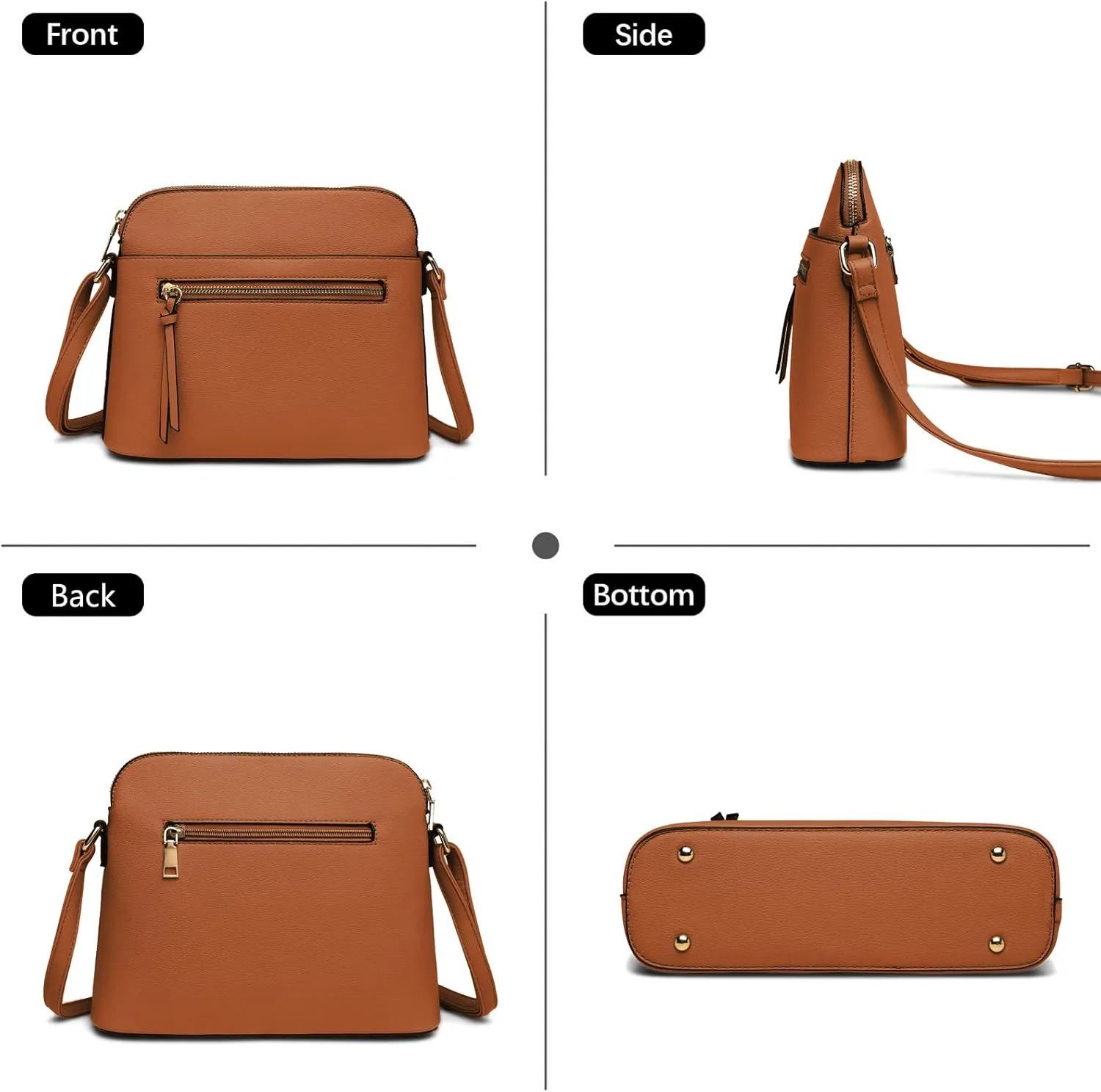 LA TERRE Small Crossbody Bag, Dome Shoulder Bag with Zipper Pocket Adjustable Strap