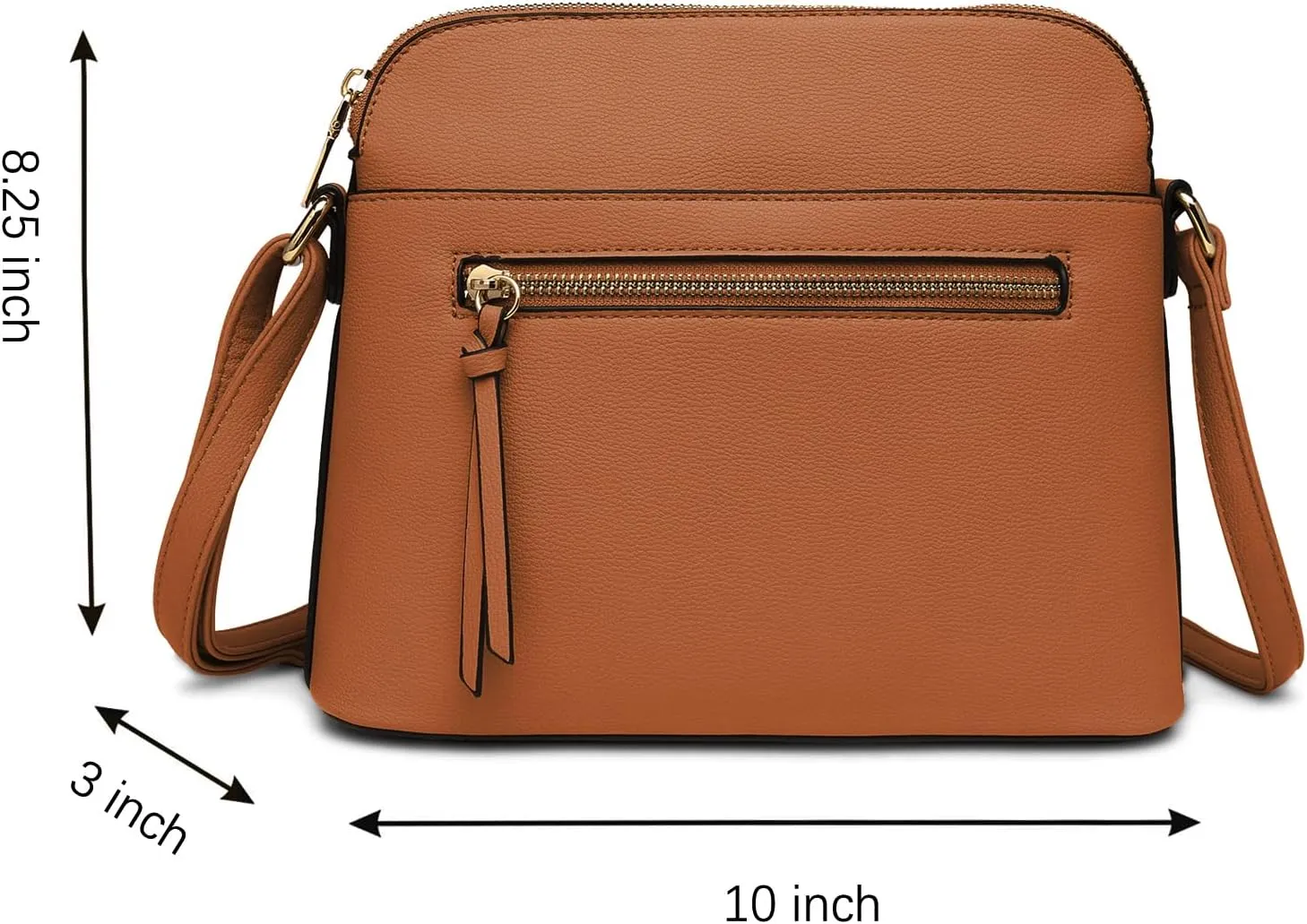 LA TERRE Small Crossbody Bag, Dome Shoulder Bag with Zipper Pocket Adjustable Strap