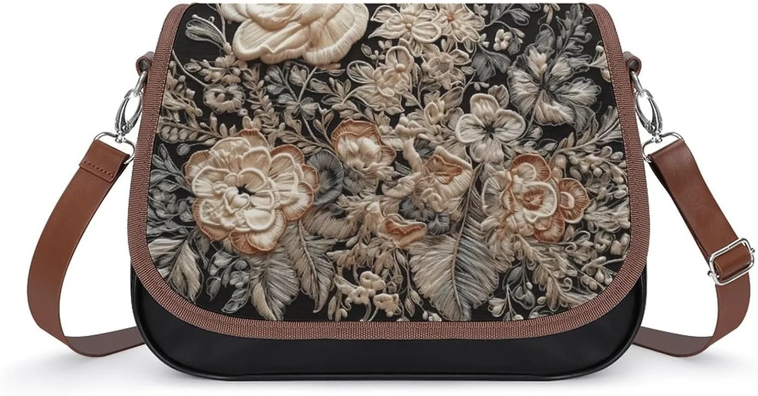 Lace Embroidery Floral Laptop Tote Bag Leather Computer Bags Lined Shoulder Purse Purses And Handbags Business Office Work Bag Top Handle Handbag for Women