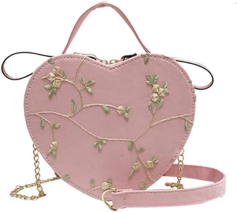 Lace heart small bag for women trendy lady diagonal embroidery single shoulder portable girl small shoulder bag