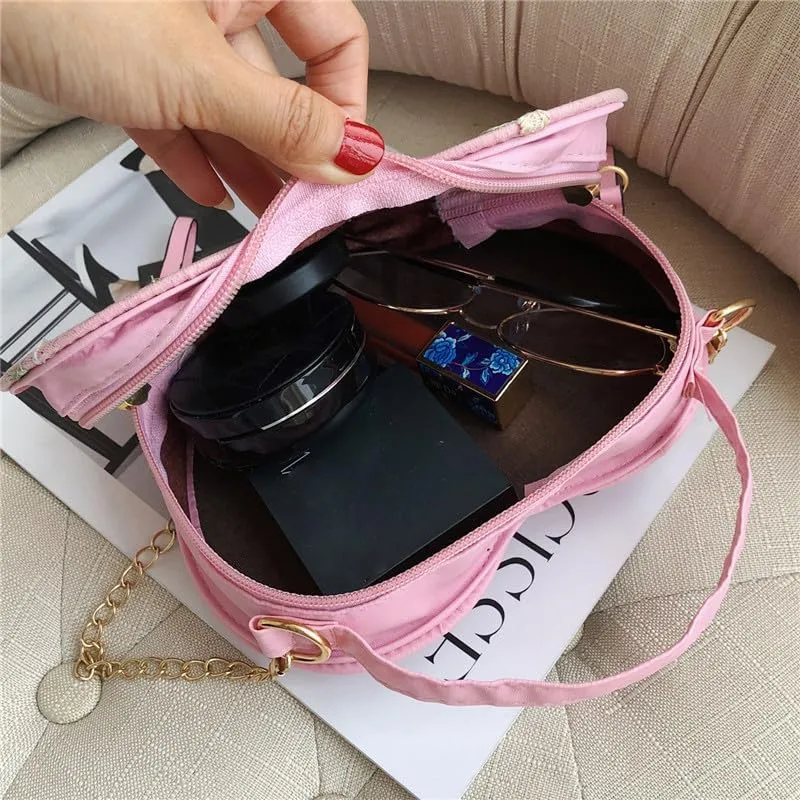 Lace heart small bag for women trendy lady diagonal embroidery single shoulder portable girl small shoulder bag