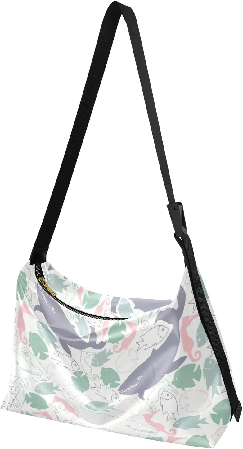 Lady's Leather Handbag with Zipper Adjustable Strap Shoulder Soft Hobo Crossboby Bag Pattern 1