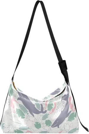 Lady's Leather Handbag with Zipper Adjustable Strap Shoulder Soft Hobo Crossboby Bag Pattern 1