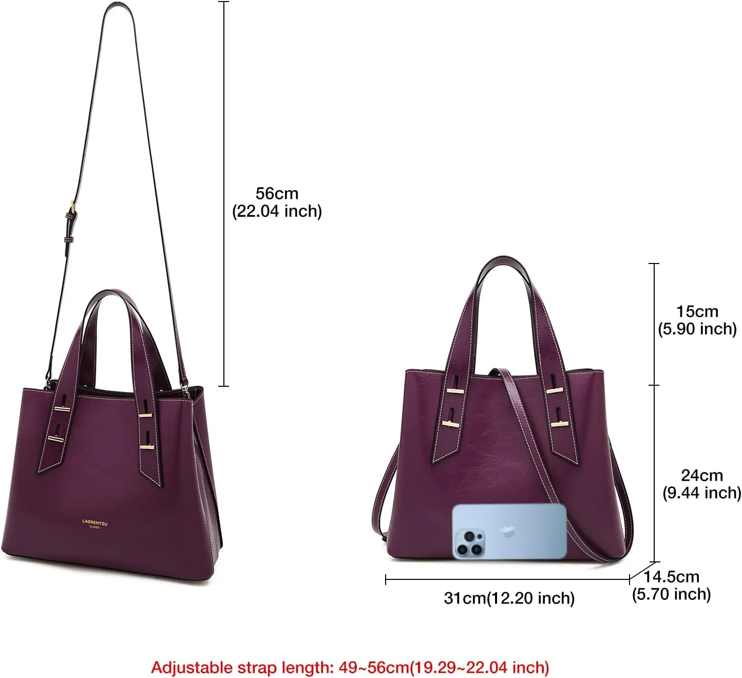 LAORENTOU Women Crossbody Handbags Cow Leather Satchel Handbags for Women Top-handle Shoulder Tote Purses