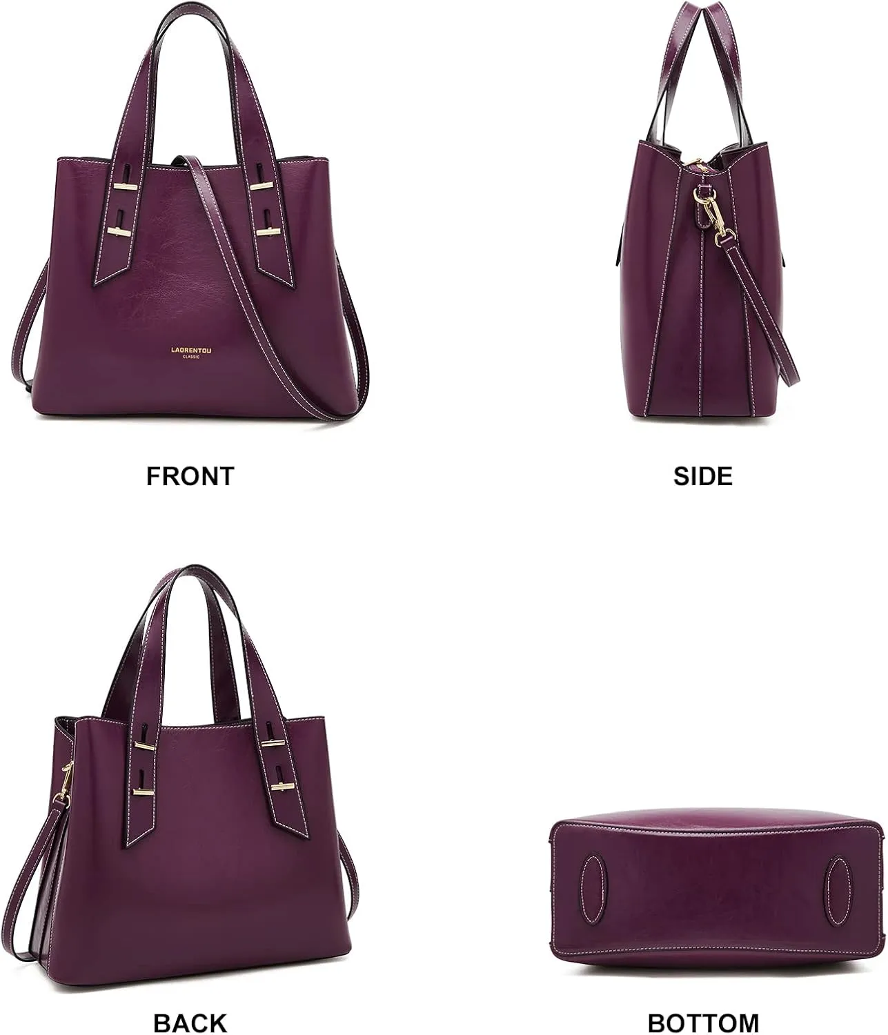 LAORENTOU Women Crossbody Handbags Cow Leather Satchel Handbags for Women Top-handle Shoulder Tote Purses