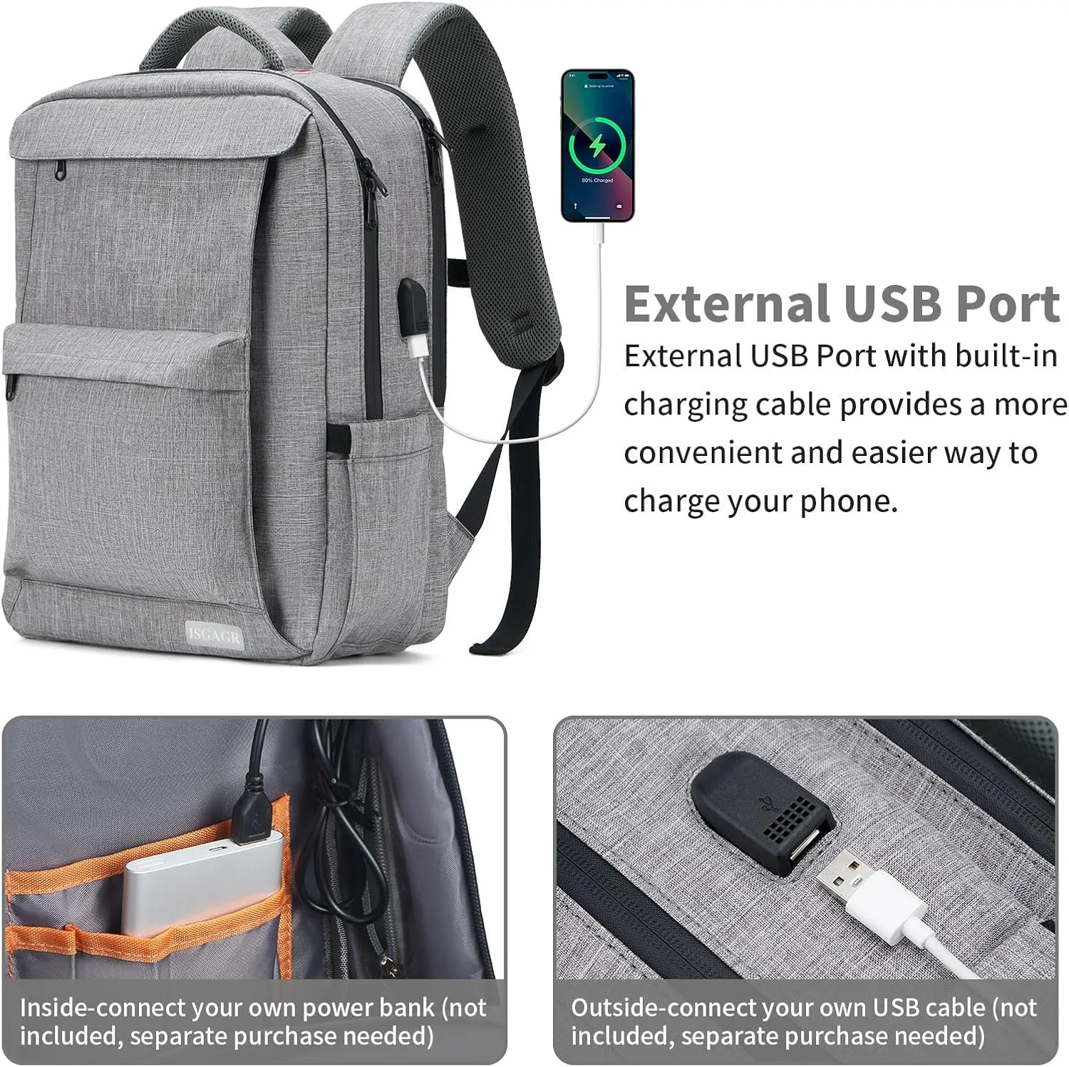Laptop Backpack for Women Men,Work Commuter Travel Business Backpack with Laptop Compartment,College Computer Casual Daypack, Book Bags,17 Inch Gray