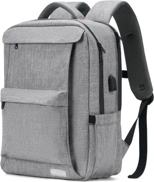Laptop Backpack for Women Men,Work Commuter Travel Business Backpack with Laptop Compartment,College Computer Casual Daypack, Book Bags,17 Inch Gray