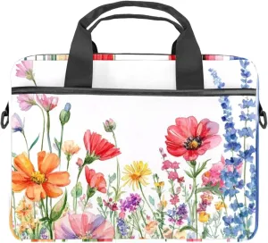 Laptop Bag Messenger Sleeve Watercolor Summer Flower Background Portable Tote Laptop Case Work Business Bag