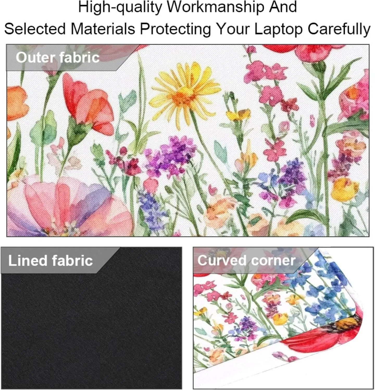 Laptop Bag Messenger Sleeve Watercolor Summer Flower Background Portable Tote Laptop Case Work Business Bag