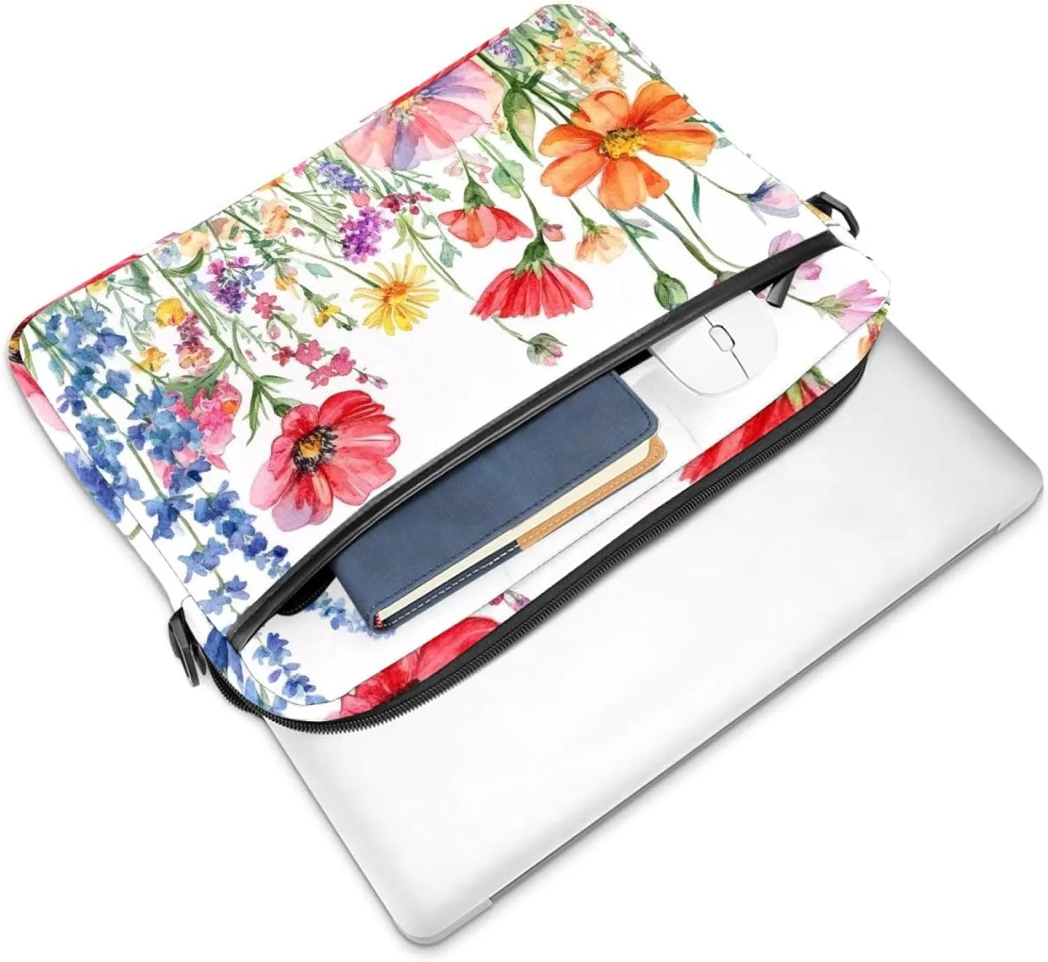 Laptop Bag Messenger Sleeve Watercolor Summer Flower Background Portable Tote Laptop Case Work Business Bag