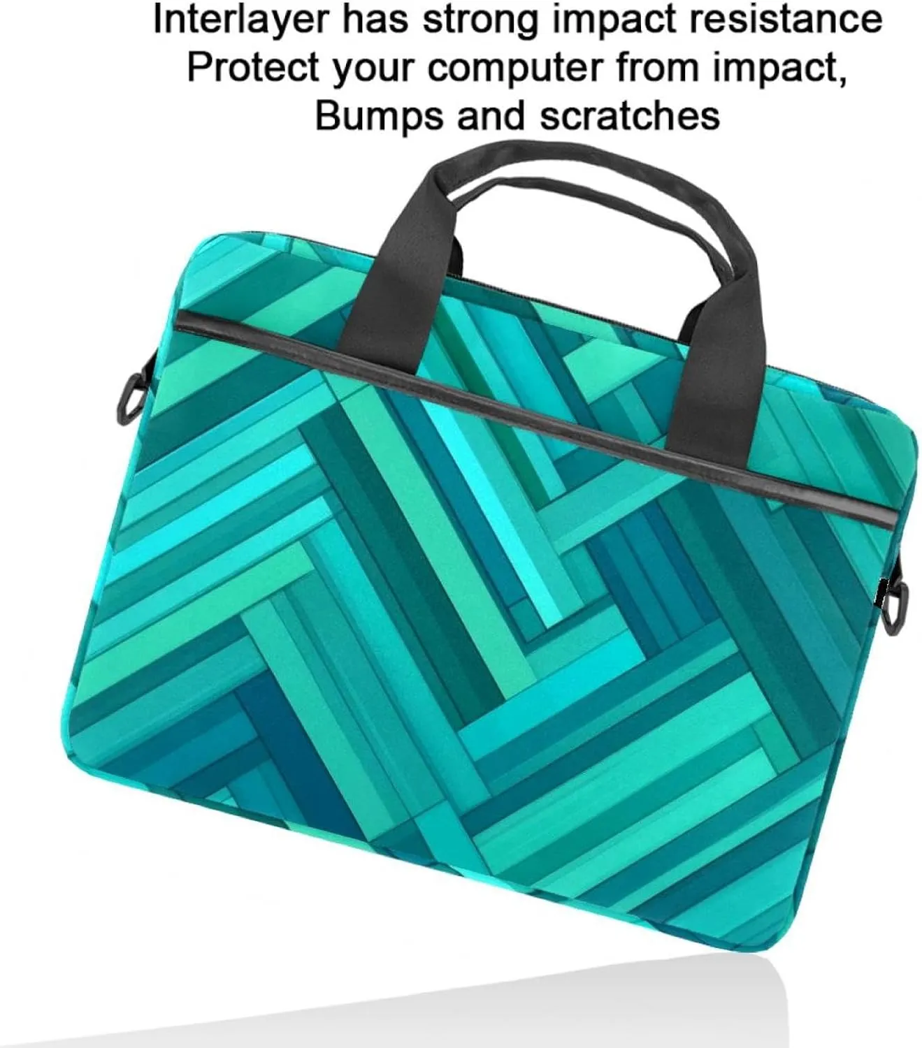Laptop Shoulder Bag Silhouettes of Morning Forest Pine Trees Deer Padded Computer Briefcase for Adults, 13.4-14.5 Inch