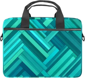 Laptop Shoulder Bag Silhouettes of Morning Forest Pine Trees Deer Padded Computer Briefcase for Adults, 13.4-14.5 Inch