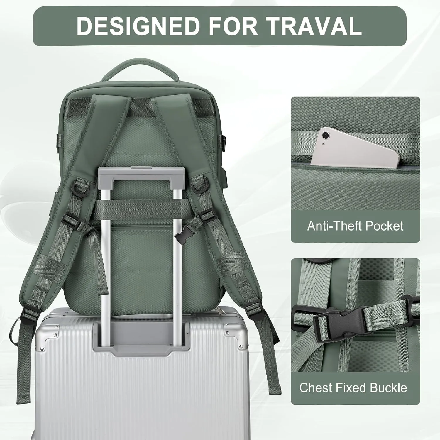 Large Travel Backpack for Men Women, Mochila de Viaje Carry on Backpack Flight Approved Luggage, Personal Item Travel Backpacks Tiktok Backpacks Waterproof Morral de Viage