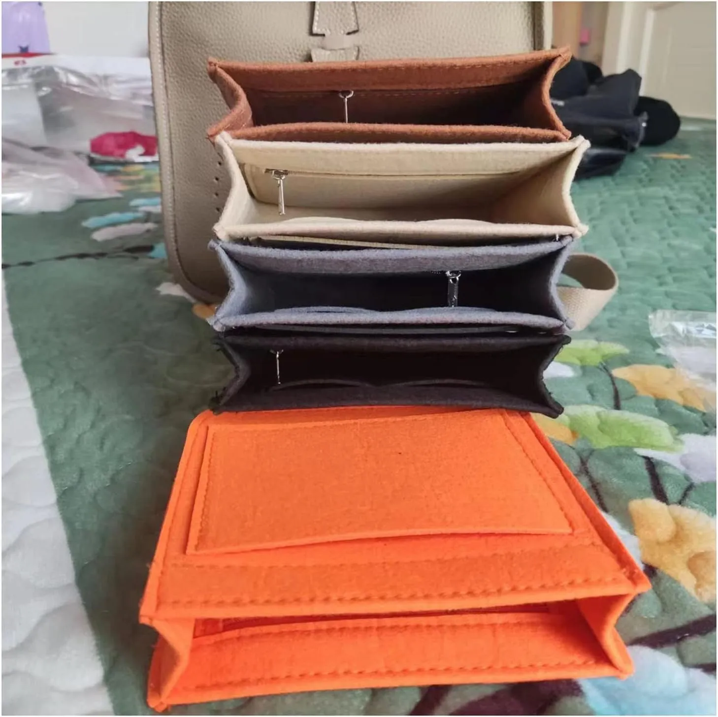 Lckaey Felt Organizer-for Hermes Evelyne III tpm pm gm Bag Insert Mini 16 29 33 Bag Purse Organizer Y003 Orange-L