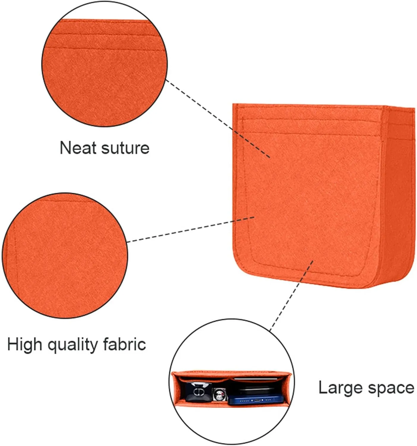 Lckaey Felt Organizer-for Hermes Evelyne III tpm pm gm Bag Insert Mini 16 29 33 Bag Purse Organizer Y003 Orange-L