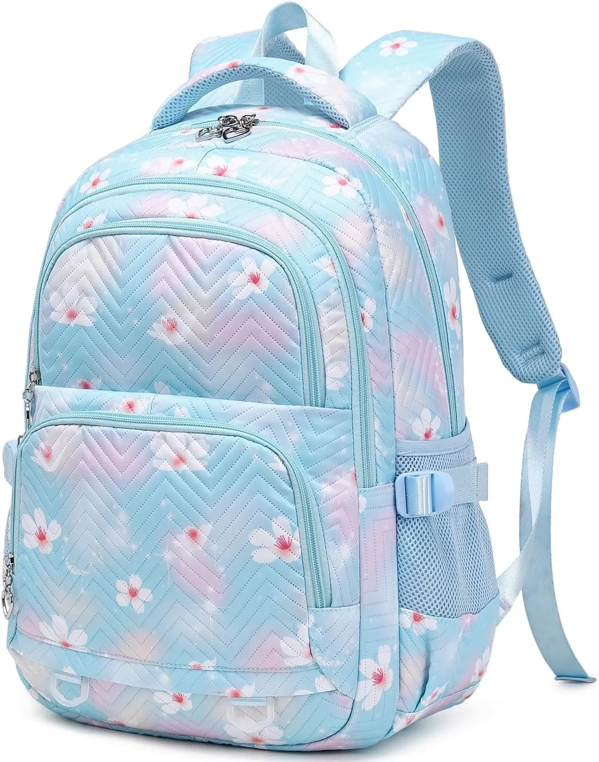 Leaper Stylish Floral Travel Backpack for Women Laptop Backpack Water-Resistant Bookbags College Bags Fits 15.6 Inch Laptop Blue