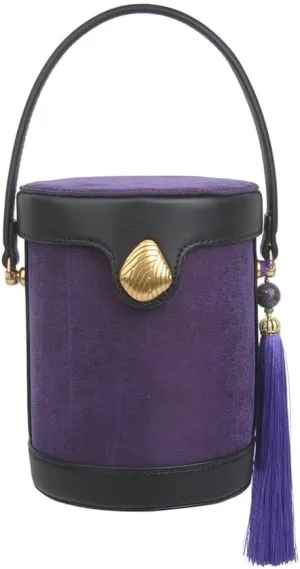 Leather Cowhide Bucket Bag Crossbody Bag for Women Fashion Cylinder Clutch Bag Tassel Handbag