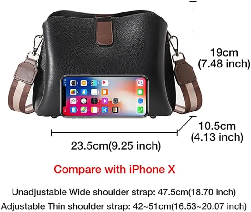Leather Crossbody Phone Bag for Women, Zip Closure & Colorful Adjustable Strap