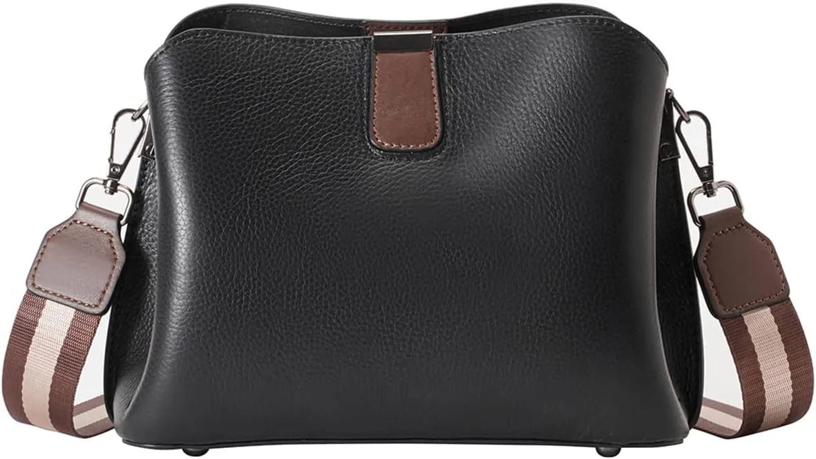 Leather Crossbody Phone Bag for Women, Zip Closure & Colorful Adjustable Strap