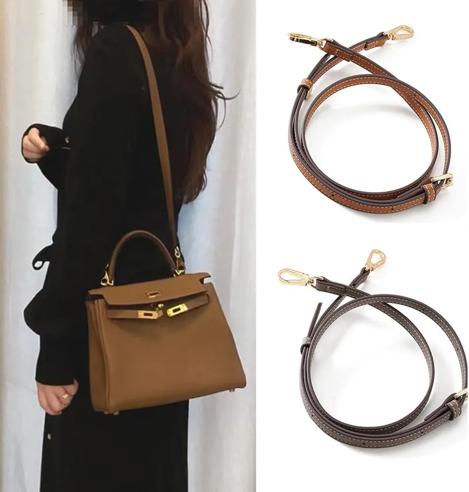 Leather Strap for Bags Purse Straps Replacement Crossbody Purse Straps for Handbags Gold Clasp Black
