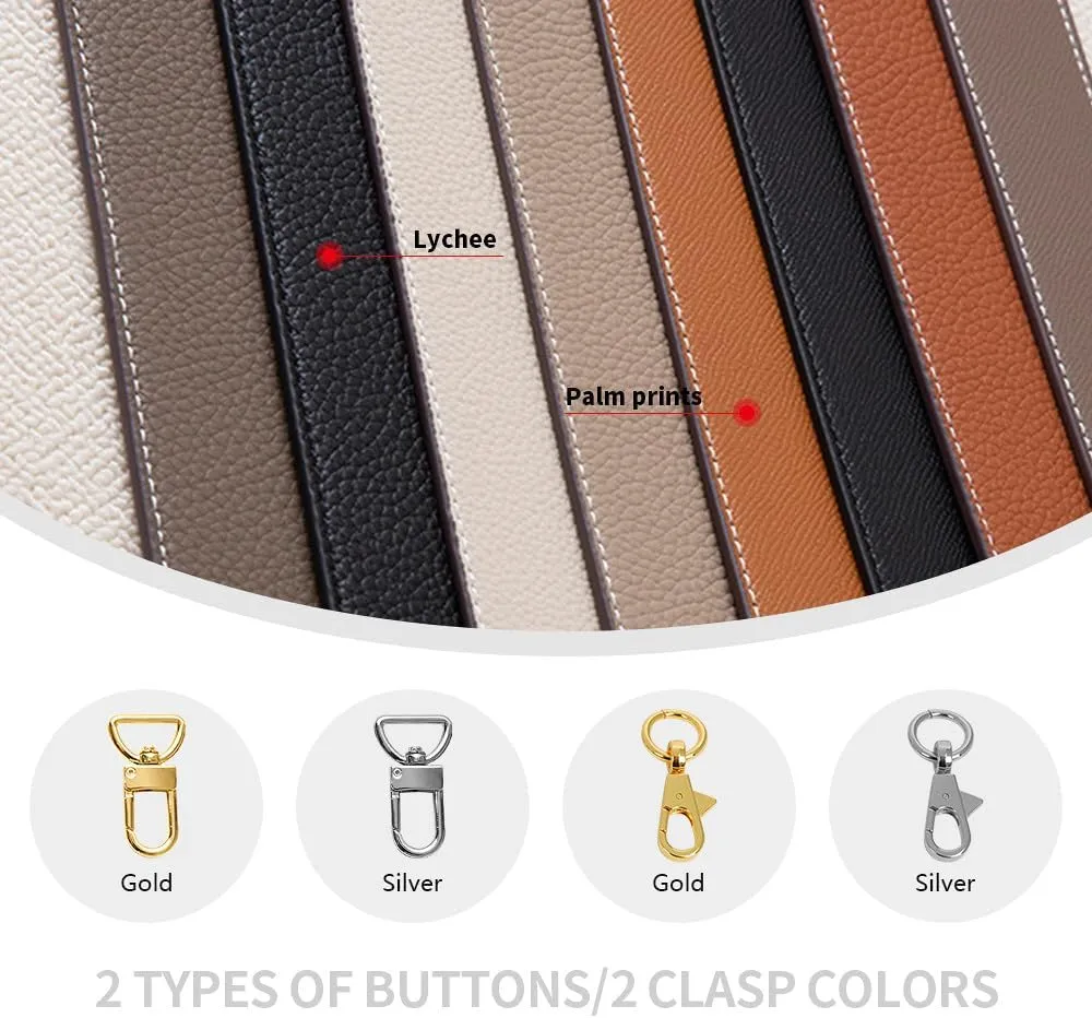 Leather Strap for Bags Purse Straps Replacement Crossbody Purse Straps for Handbags Gold Clasp Black