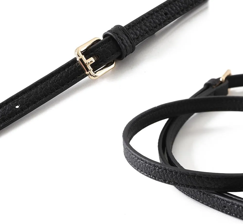Leather Strap for Bags Purse Straps Replacement Crossbody Purse Straps for Handbags Gold Clasp Black