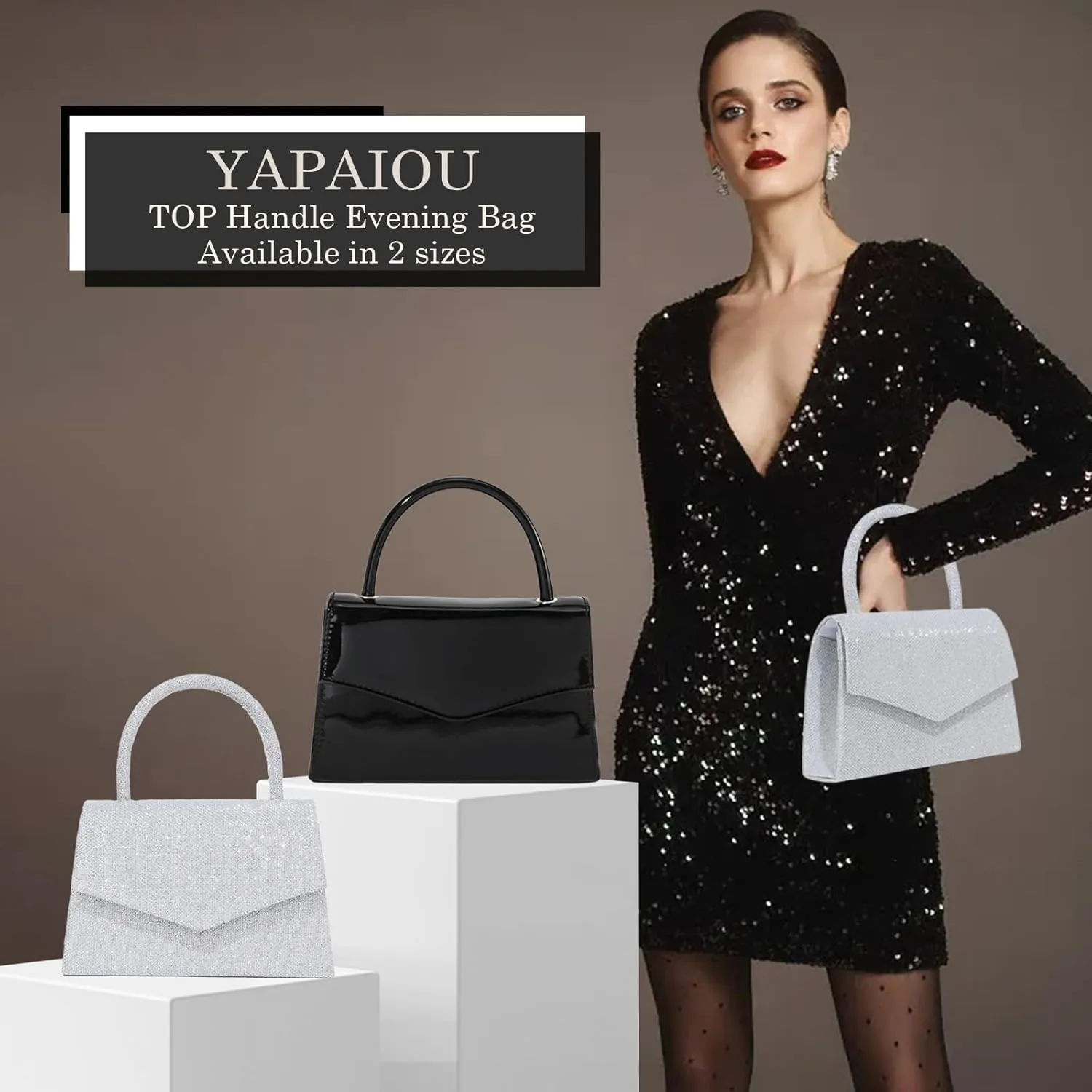 Leather Women's Evening Bag Glitter Clutches Party Clutch Bridal Purses Cocktail Prom Handbags with Patent