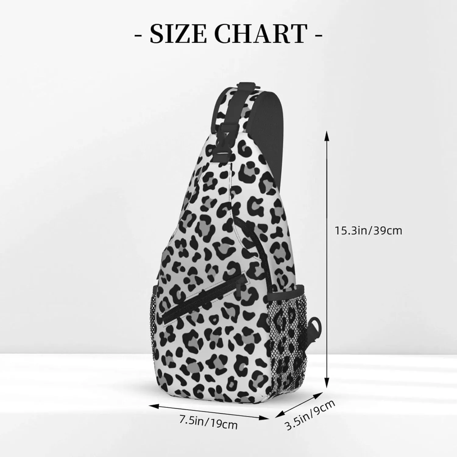 Leopard Print Sling Bag for Women Men Abstract Snow Leopard Spots Pattern Crossbody Backpack Cute Wild Animal Skin Texture Sling Backpack Casual Shoulder Bag Gym Travel Hiking Daypack