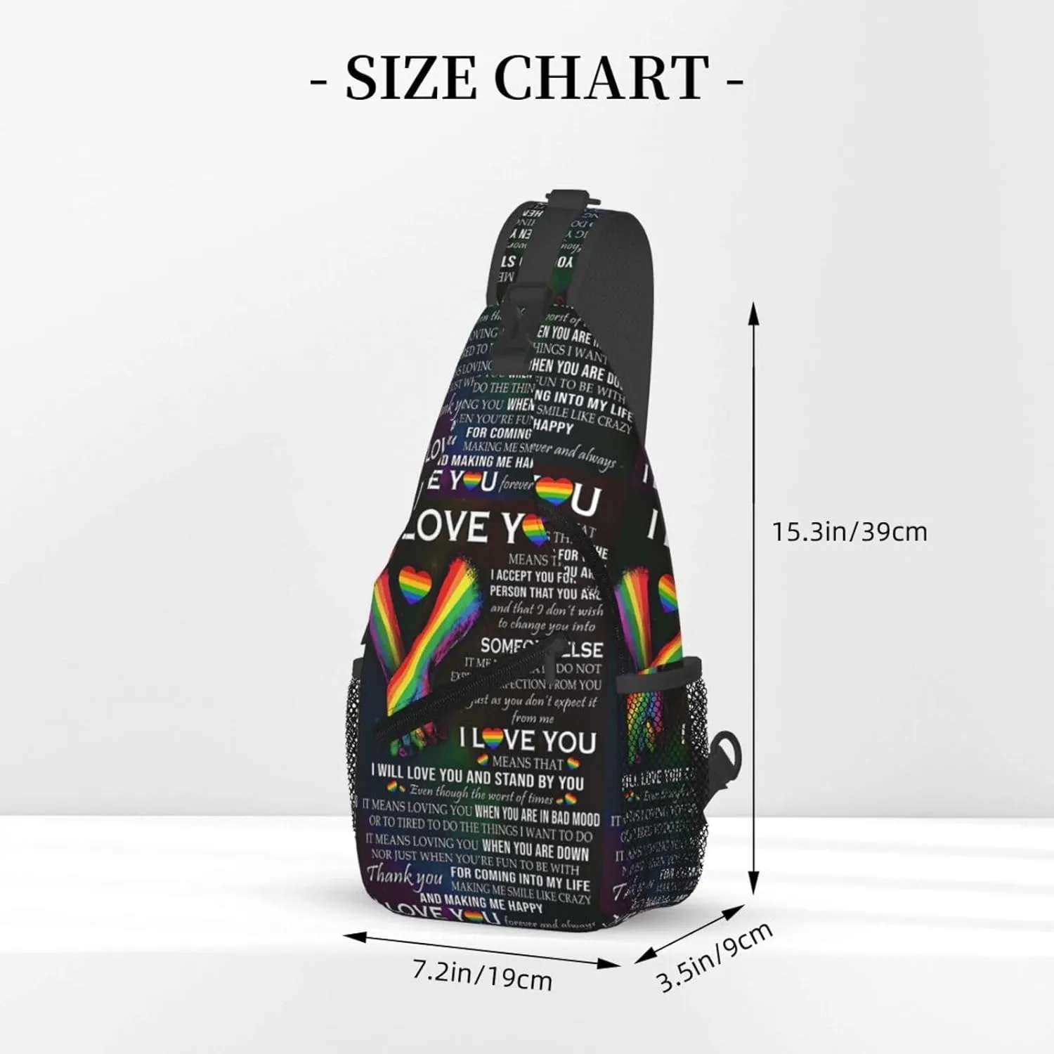 Lgbt Gay Rainbow Pride Flag I Will Love You And Stand By You Chest Sling Bag Crossbody Shoulder Backpack Bag Gym Cycling Daypack Travel Hiking Cross Bag