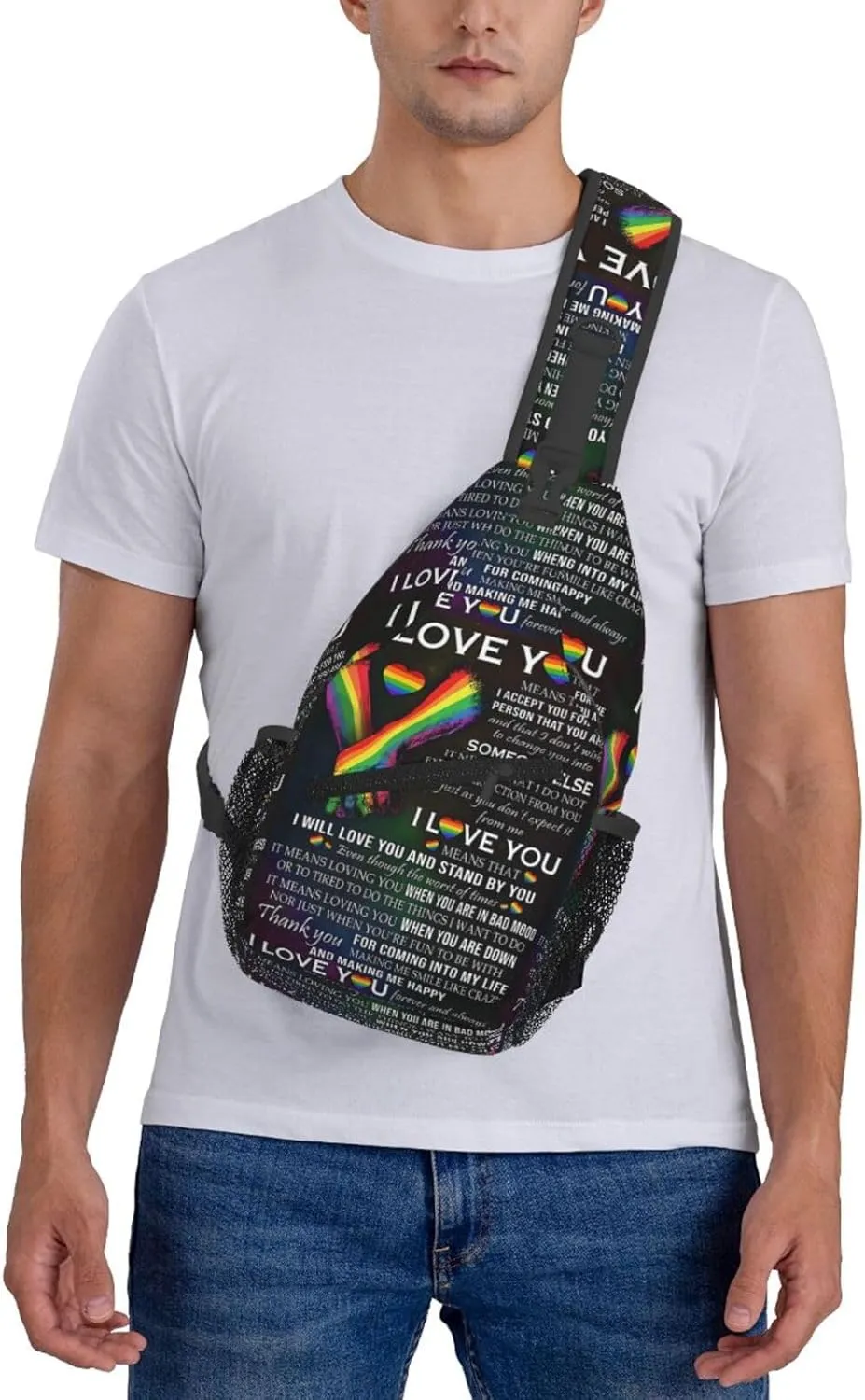 Lgbt Gay Rainbow Pride Flag I Will Love You And Stand By You Chest Sling Bag Crossbody Shoulder Backpack Bag Gym Cycling Daypack Travel Hiking Cross Bag