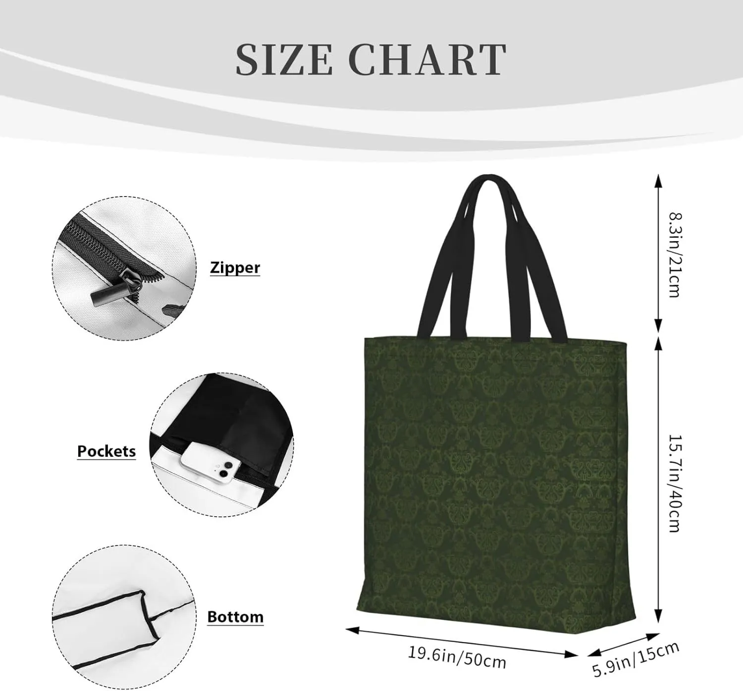 Library Bookshelf Book Print Tote Bag Shoulde Bag Handbag Grocery Bags Reusable For Office Shopping Travel Casual