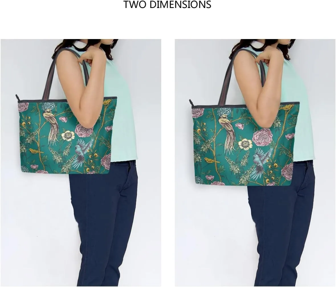 linqin Women's Shoulder Handbags Tote Purse with Zipper closure Retro Beige Honey Bees And Sunflowers