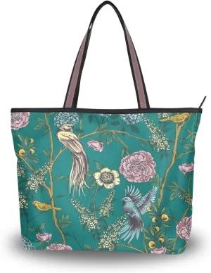 linqin Women's Shoulder Handbags Tote Purse with Zipper closure Retro Beige Honey Bees And Sunflowers