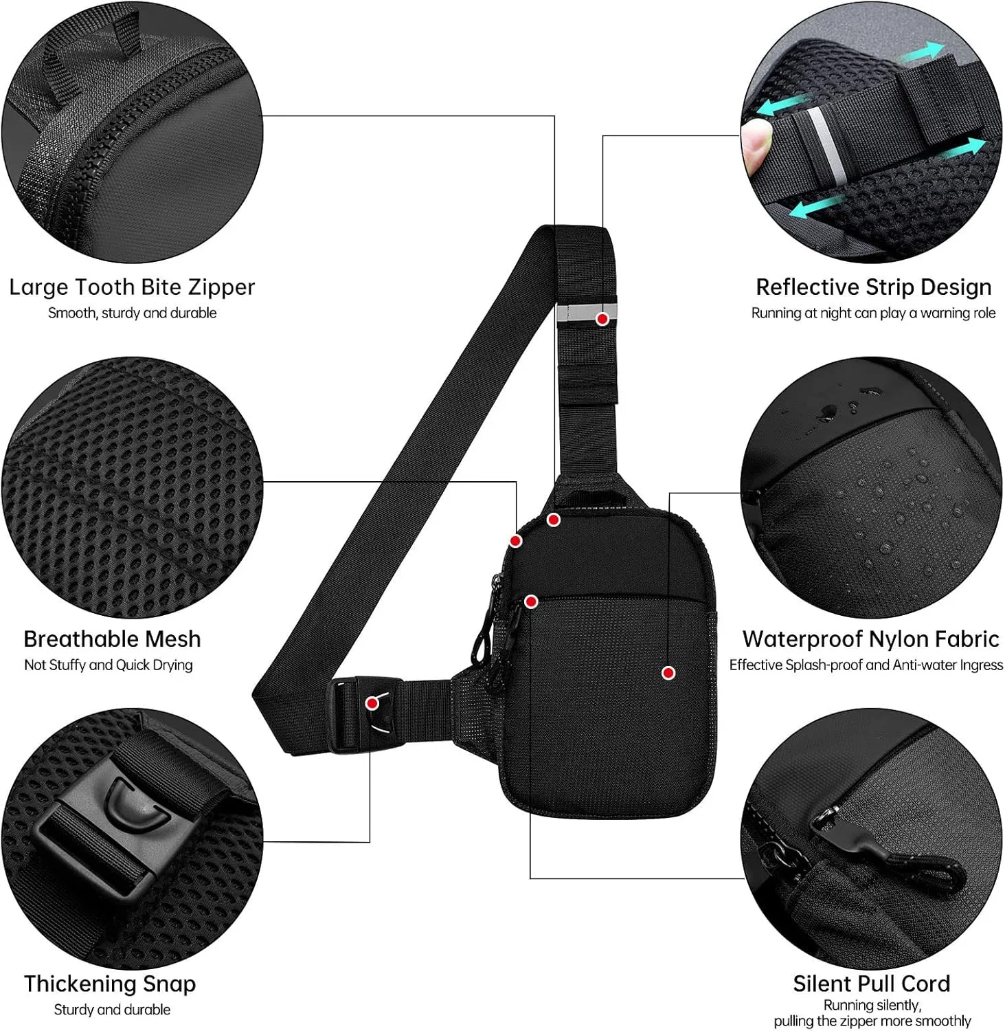 Long Keeper Mini Sling Bag - Men Women Small Waterproof Crossbody Bag Casual Phone Chest Bag for Travelling Hiking
