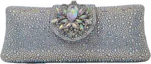 Long Rhinestone Box Evening Bag Women Formal Gathering Party Floral Handbag Clutch Purse Prom Bag