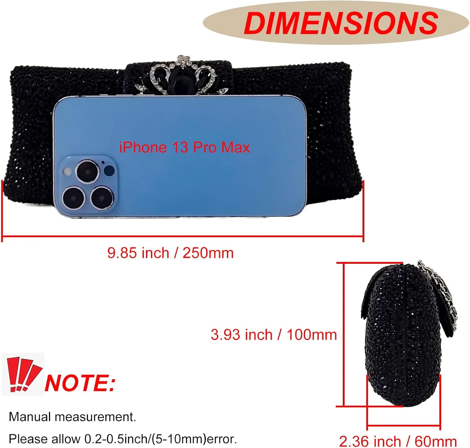 Long Rhinestone Box Evening Bag Women Formal Gathering Party Floral Handbag Clutch Purse Prom Bag