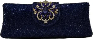 Long Rhinestone Box Evening Bag Women Formal Gathering Party Floral Handbag Clutch Purse Prom Bag