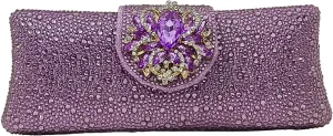 Long Rhinestone Box Evening Bag Women Formal Gathering Party Floral Handbag Clutch Purse Prom Bag