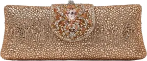 Long Rhinestone Box Evening Bag Women Formal Gathering Party Floral Handbag Clutch Purse Prom Bag
