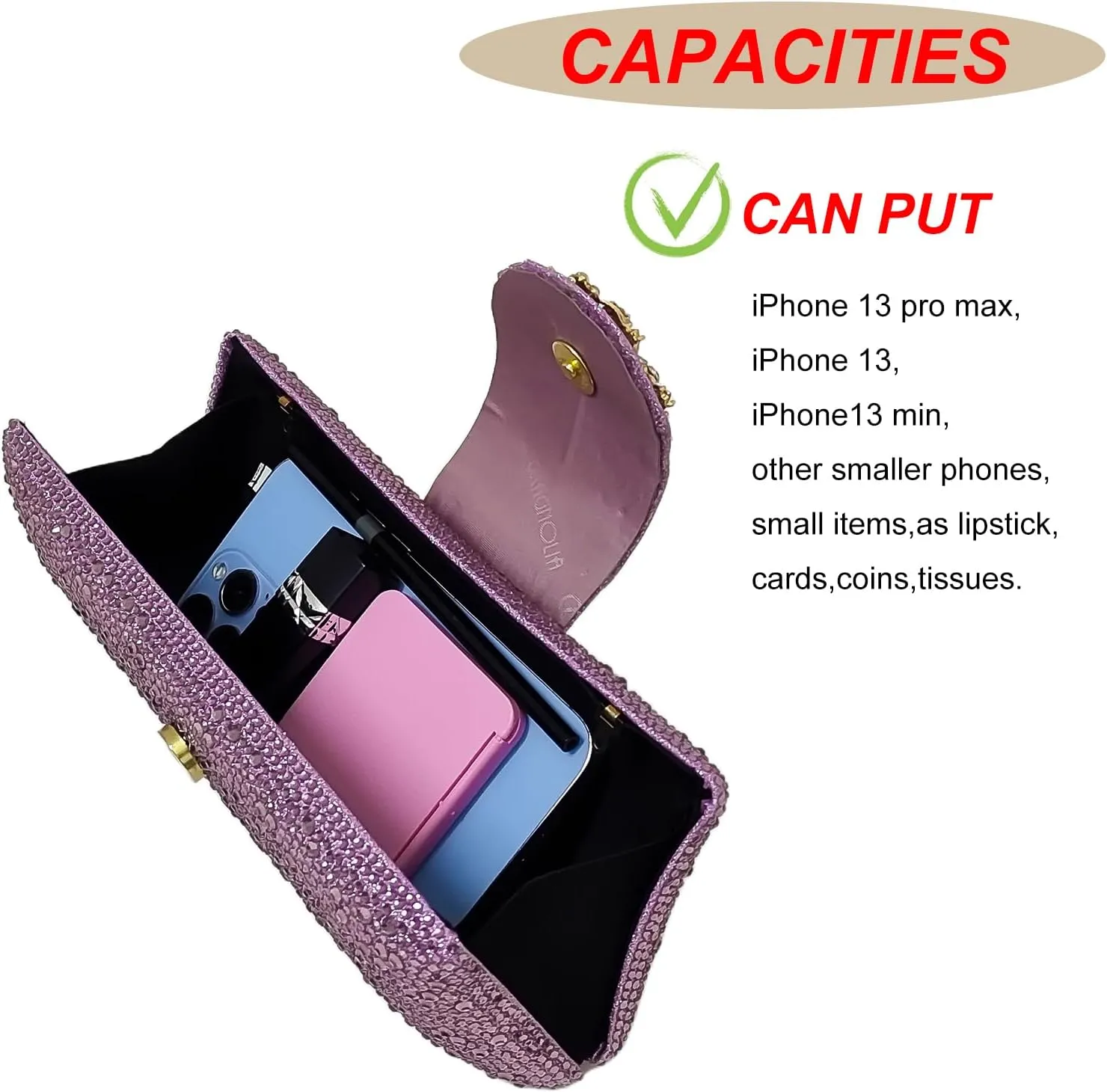 Long Rhinestone Box Evening Bag Women Formal Gathering Party Floral Handbag Clutch Purse Prom Bag