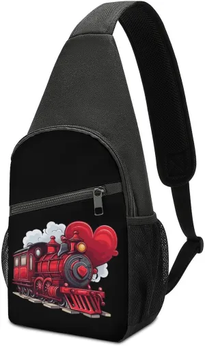 Love Train Crossbody Sling Backpack Adjustable Straps Chest Bag for Hiking Traveling Outdoors
