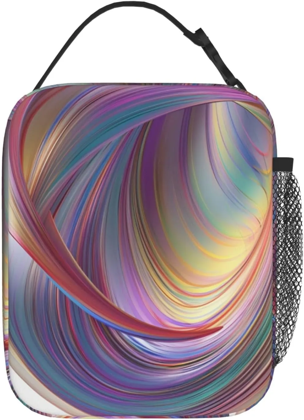 Lunch Bag for Women Men Reusable Insulated Lunch box Flowing Rainbow Lines Cooler Bag Waterproof Lunch Tote Bags